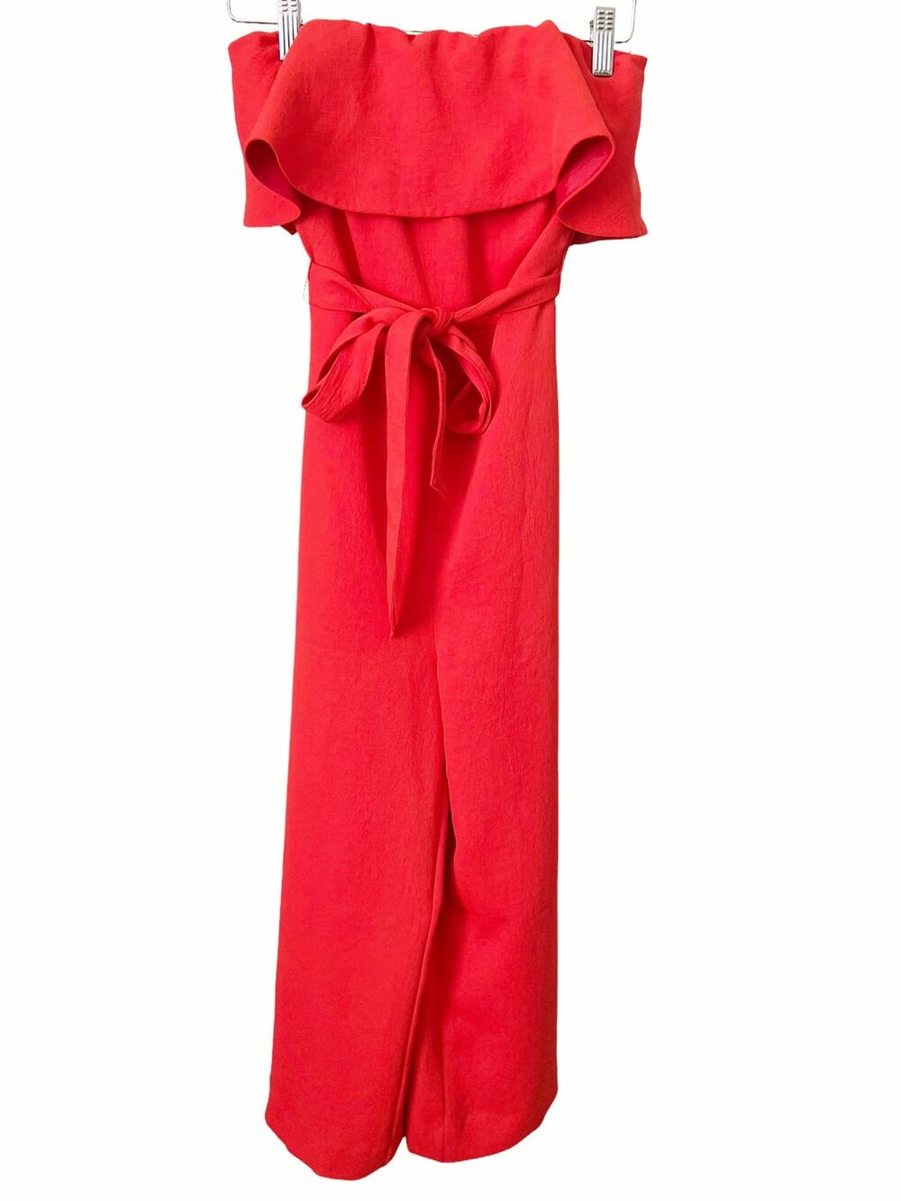 Aritzia Babaton Red Flounce Flutter Crop Wide Leg Strapless Jumpsuit Size 00
